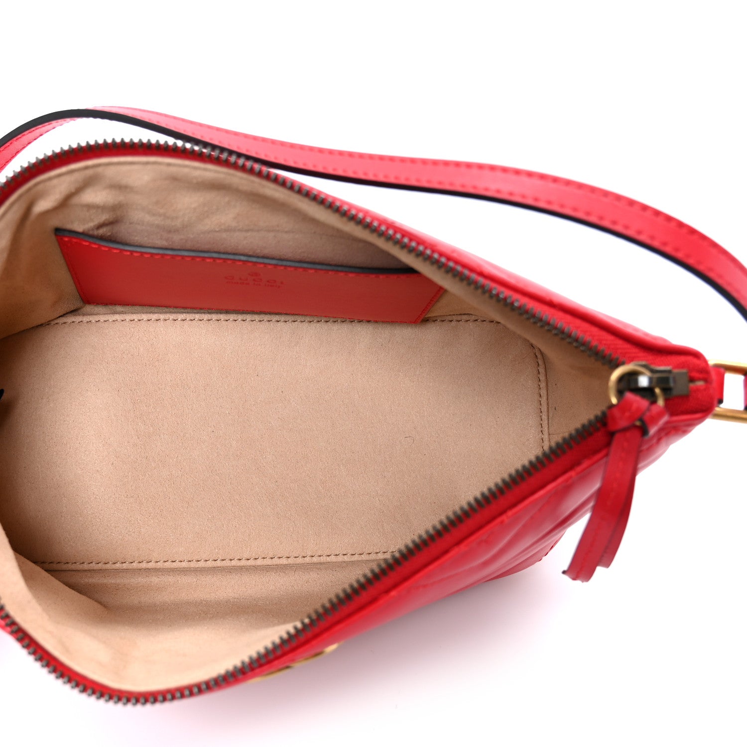Gucci Calfskin Matelasse Chevron GG Marmont Sling Shoulder Bag Rosso 4 of 10