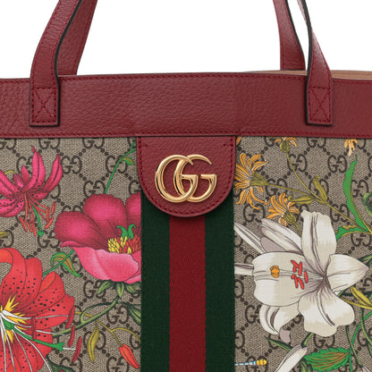 Gucci GG Supreme Monogram Flora Web Large Ophidia Tote Red 9 of 13