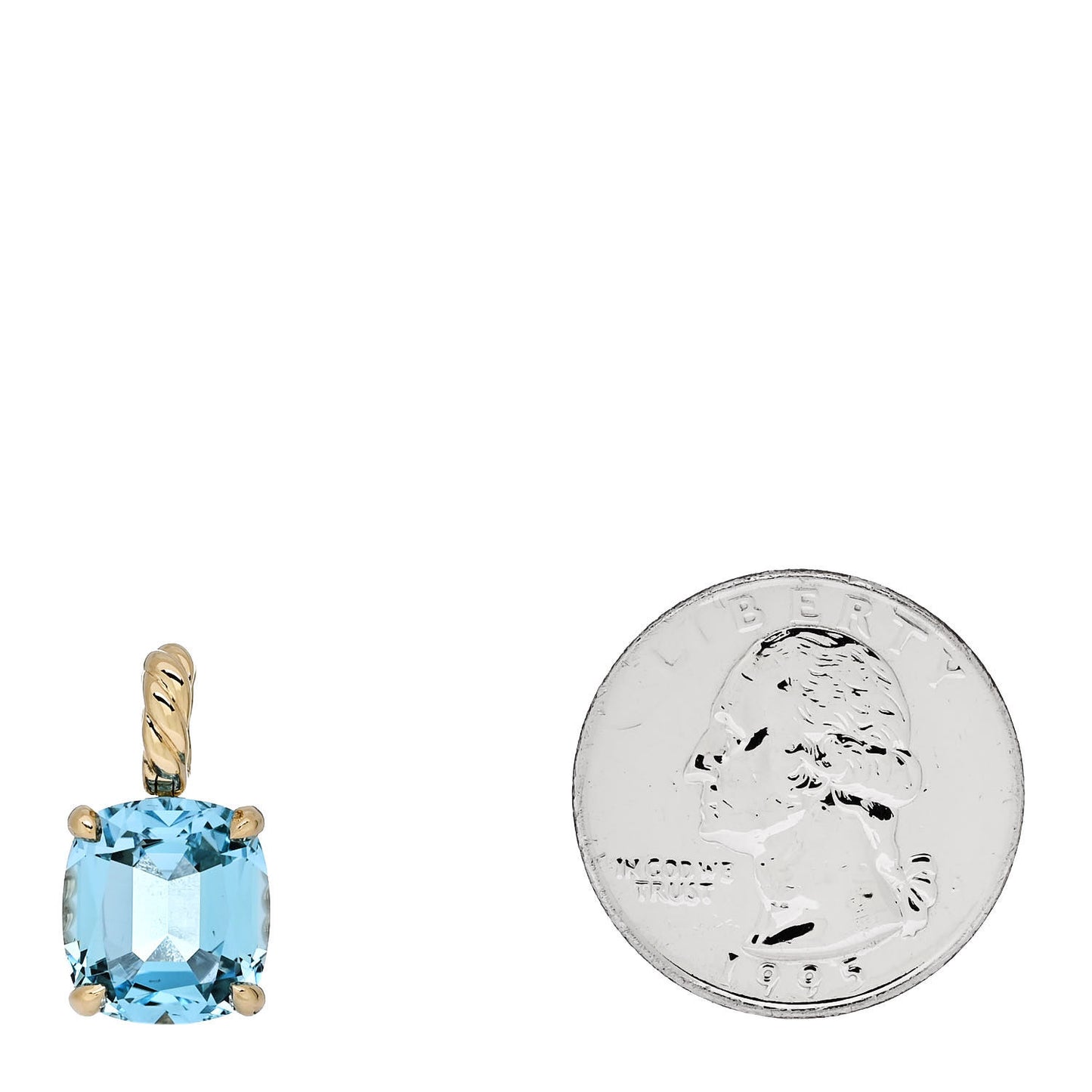 18K Yellow Gold Blue Topaz 12mm Marbella Pendant