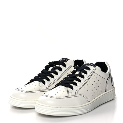 Chanel Calfskin Womens Logo Sneakers 39.5 White Black 3 of 8