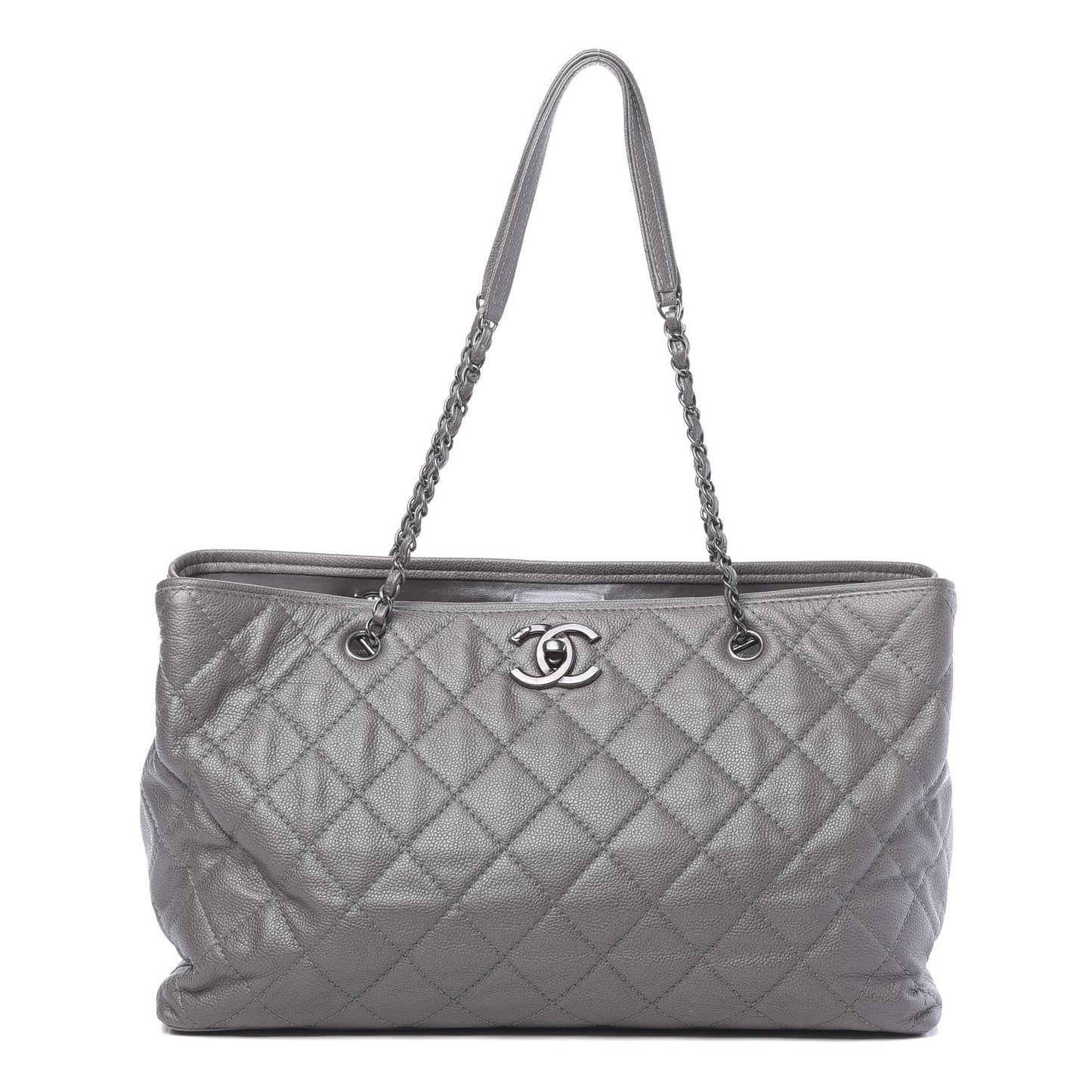 Metallic Caviar Large Be Caviar Tote Silver