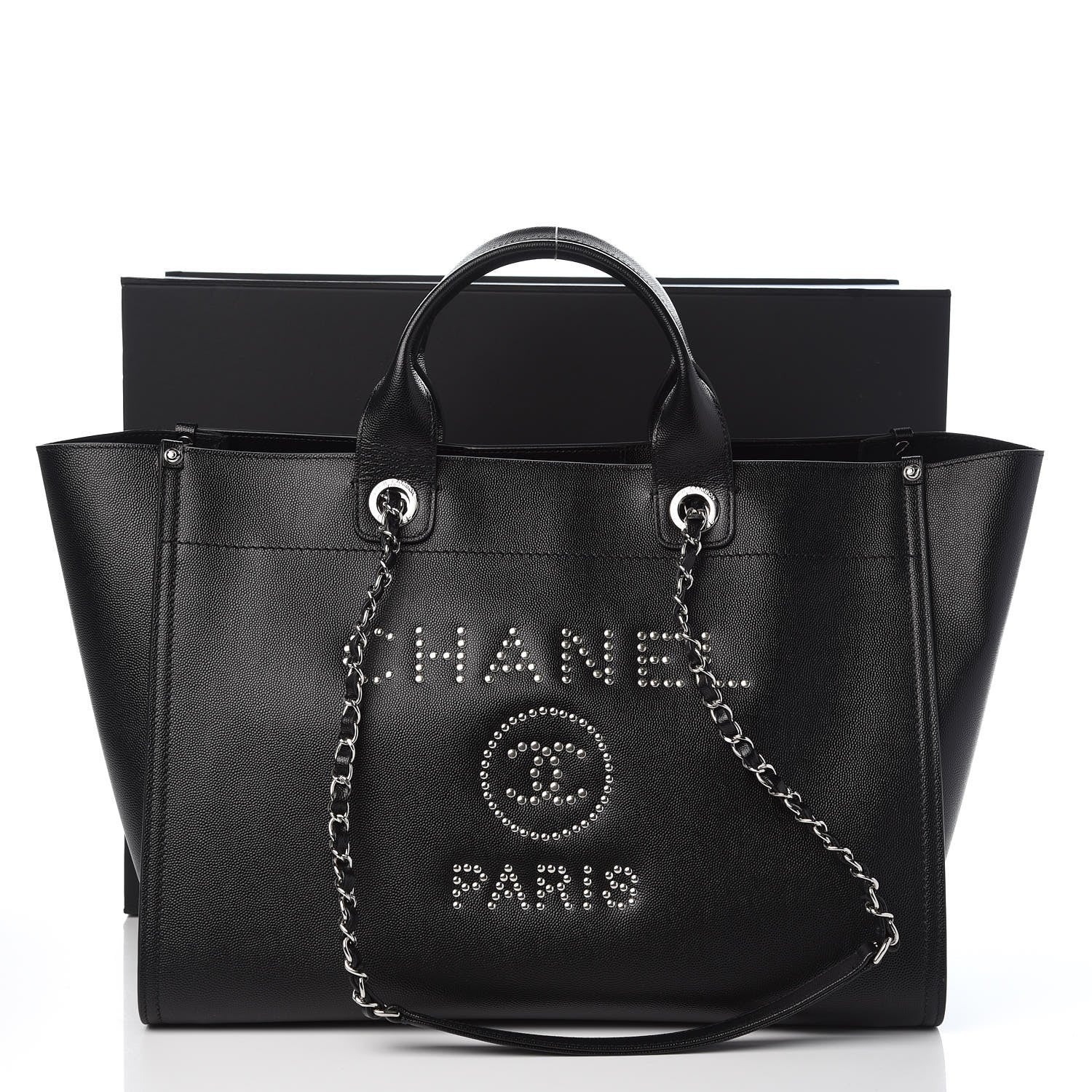 Chanel Caviar Large Studded Deauville Tote Black 9 of 9