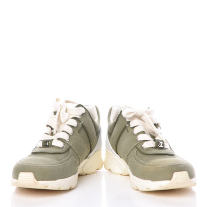 Chanel Fabric CC Sneakers 37.5 Khaki 5 of 11