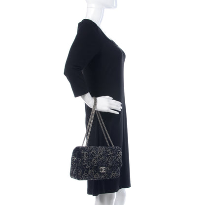 Chanel Tweed Strass Medium Pudong Double Flap Black 2 of 10