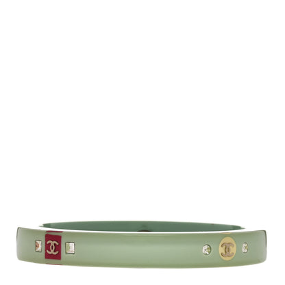 Chanel Resin Lucite CC Bangle Bracelet Green 1 of 4