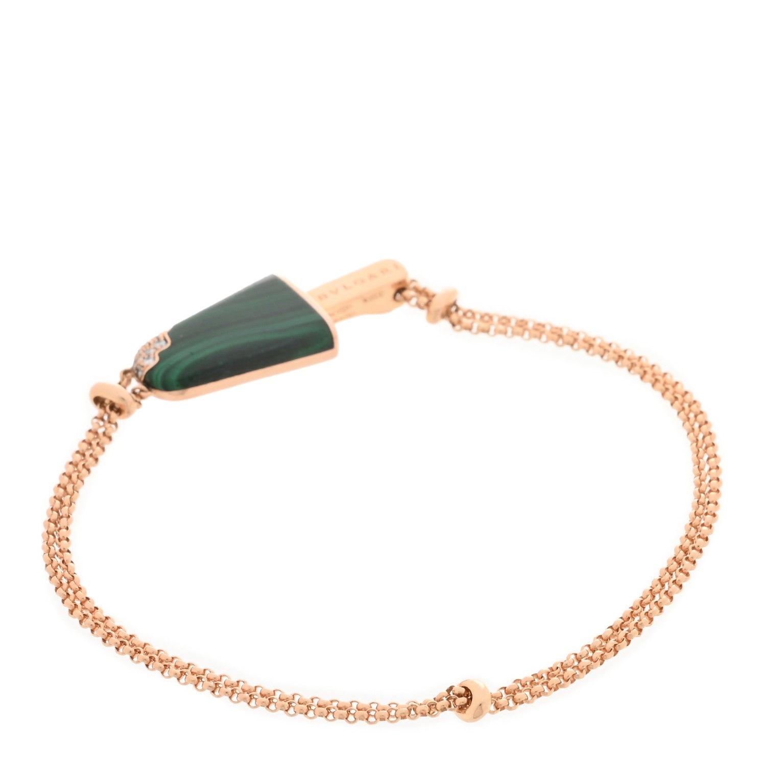Bulgari 18K Rose Gold Diamond Malachite Gelati Bracelet SM 2 of 3