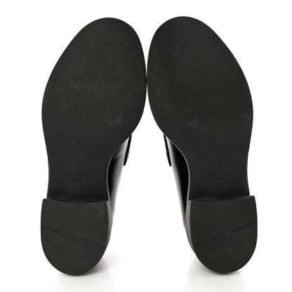 Prada Spazzolato Metal Triangle Logo 50mm Loafers 39 Black 5 of 13