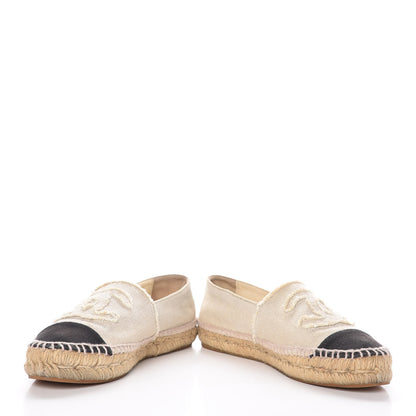 Chanel Toile CC Espadrilles 38 Beige Black 5 of 16