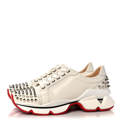 Christian Louboutin Calfskin Spike VRS 2018 Sneakers 37.5 Snow Silver 4 of 12