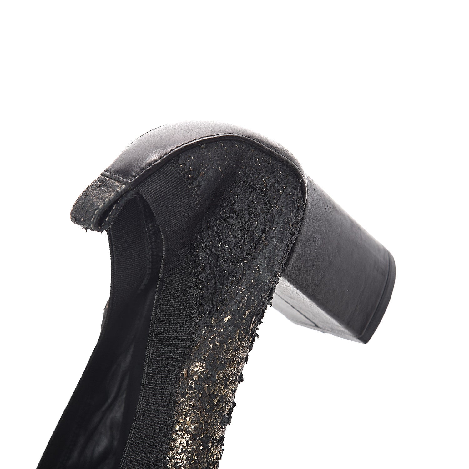 Chanel Metallic Lambskin Cap Toe CC Elastic Stretch Pumps 38.5 Black 8 of 13