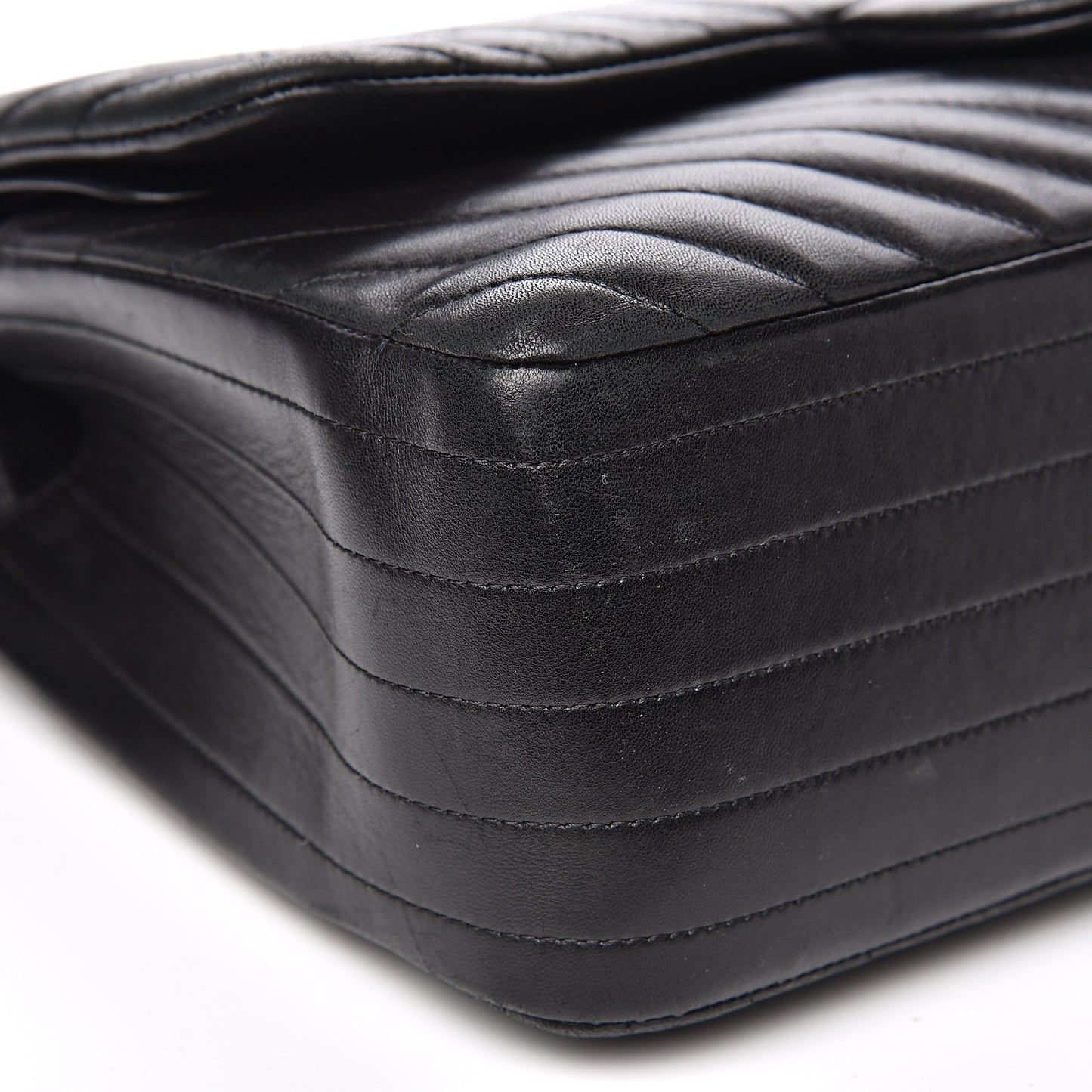Lambskin Chevron Quilted Jumbo Double Flap So Black