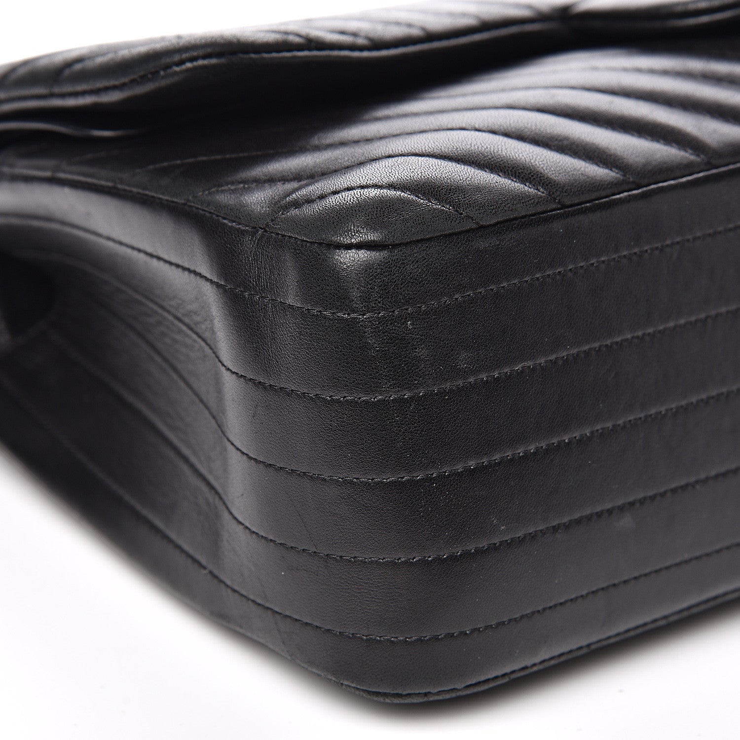 Chanel Lambskin Chevron Quilted Jumbo Double Flap So Black 9 of 18
