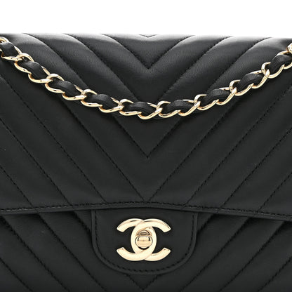 Chanel Lambskin Chevron Quilted Medium Double Flap Black 8 of 10