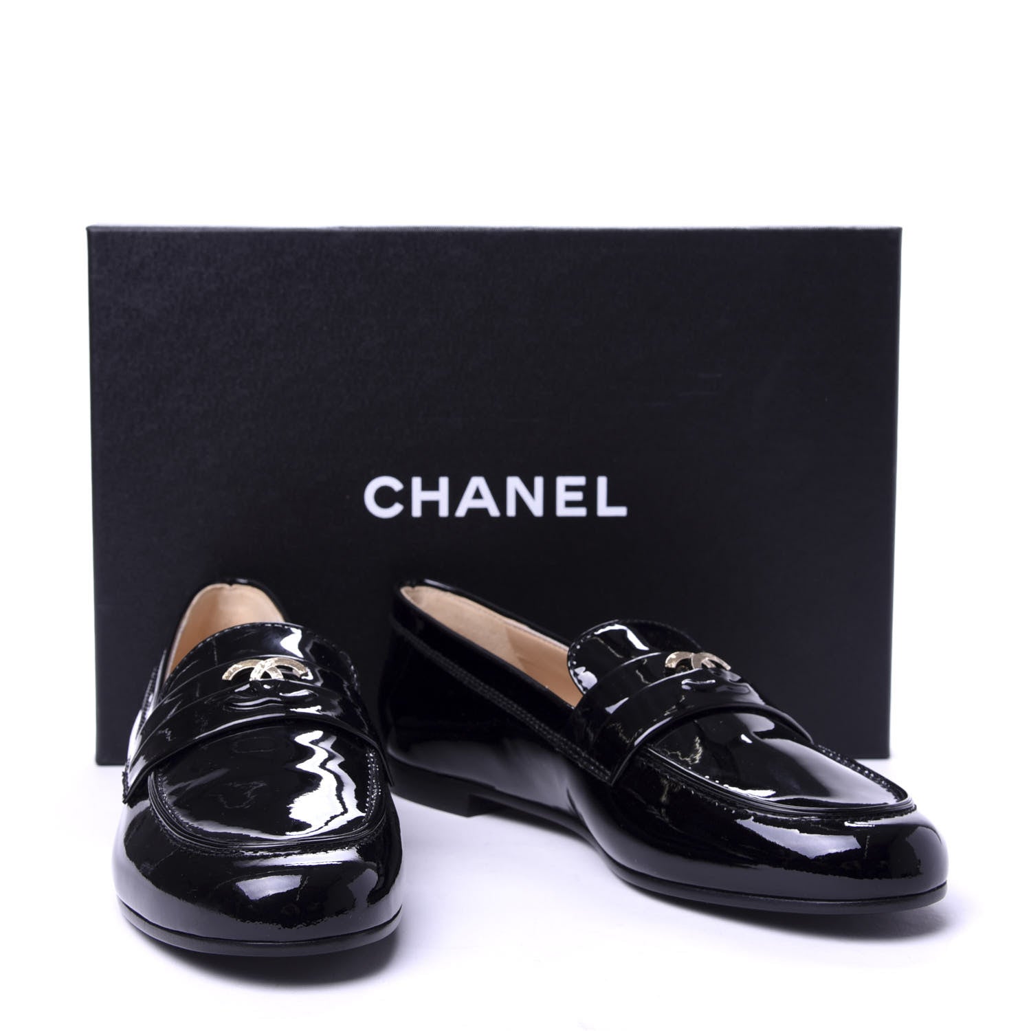 Chanel Patent CC Mocassin Loafers 39 Black 10 of 10