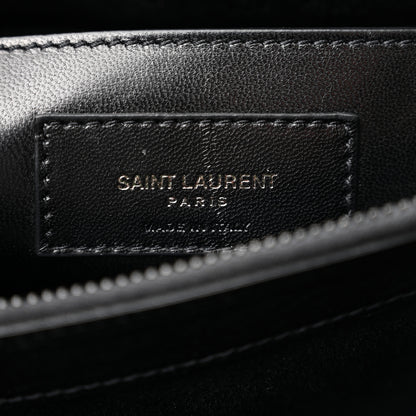 Saint Laurent Sheepskin Matelasse Chevron Monogram Monochrome Large College Satchel Black 6 of 11