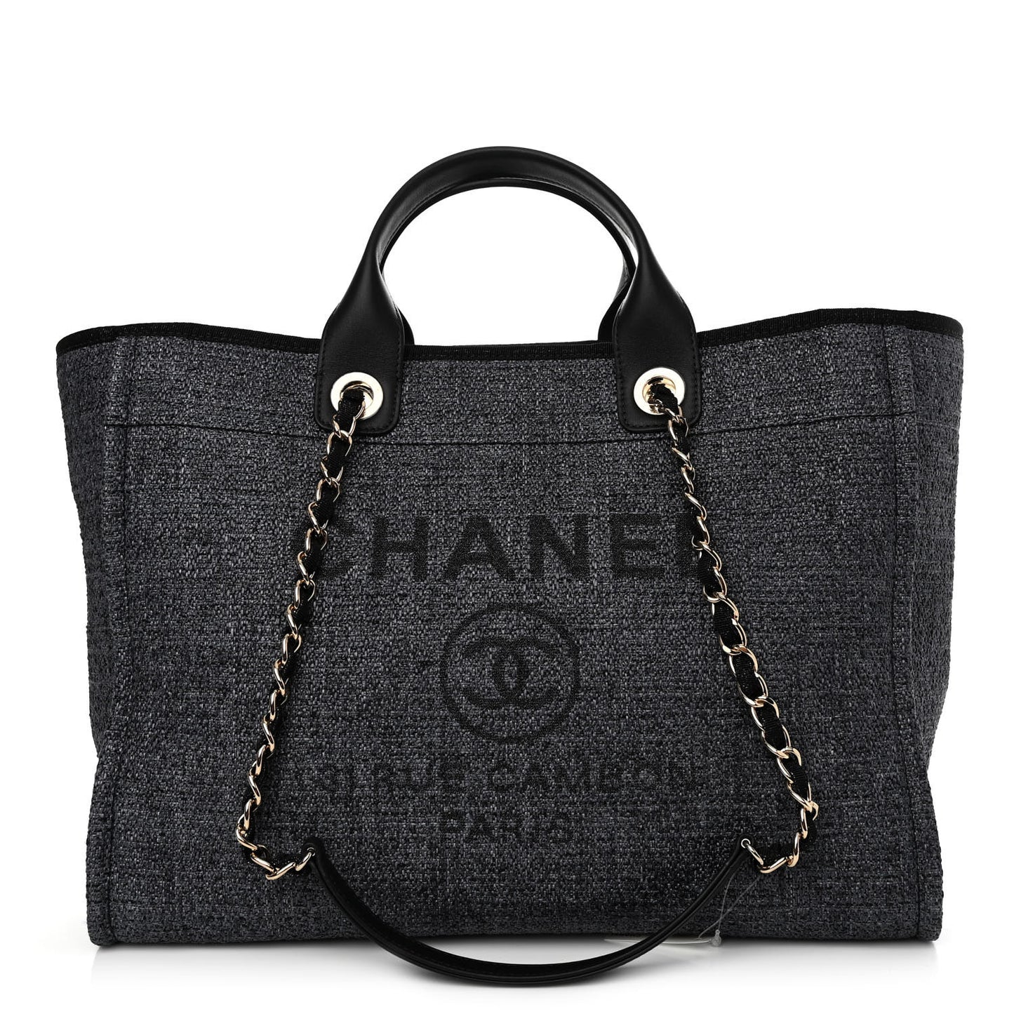 Lurex Boucle Medium Deauville Tote Black