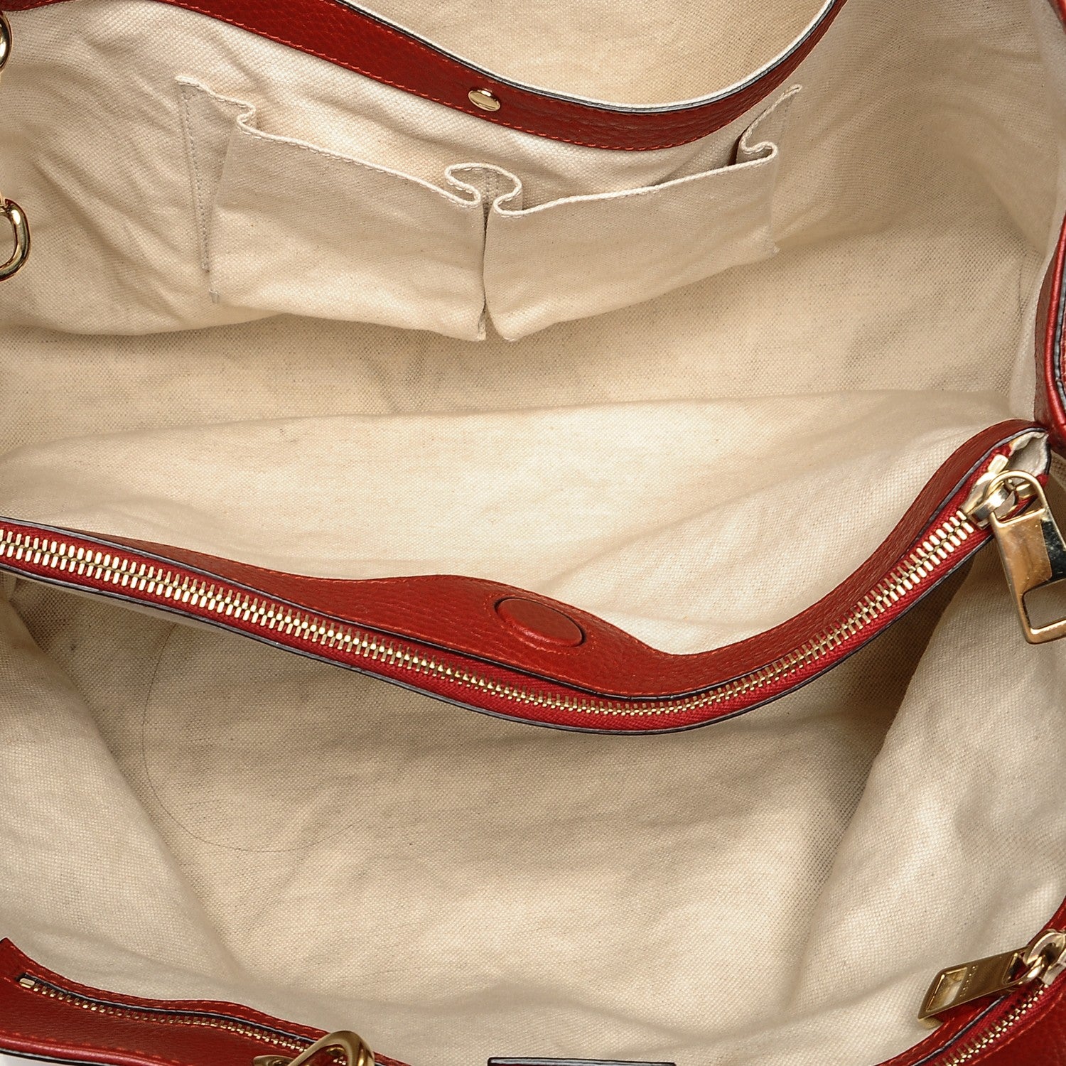 Gucci Calfskin Large Bamboo Shopper Tote Red 5 of 6