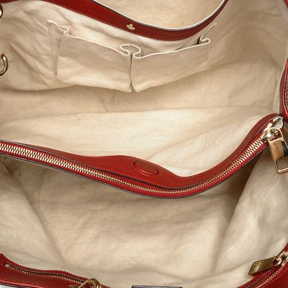 Gucci Calfskin Large Bamboo Shopper Tote Red 5 of 6