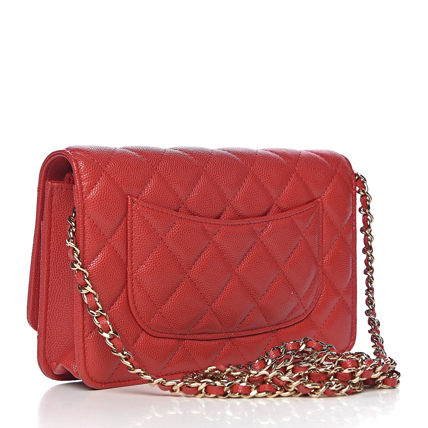 Caviar Quilted Wallet on Chain WOC Red