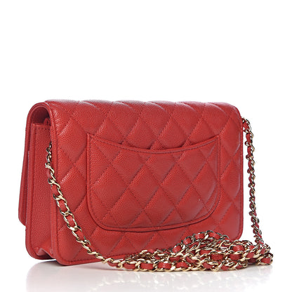 Chanel Caviar Quilted Wallet on Chain WOC Red 3 of 12
