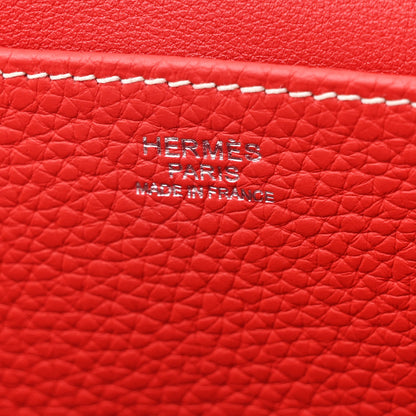 Hermes Taurillon Clemence Verso Halzan 31 GM Rouge Casaque Vermillion 6 of 11