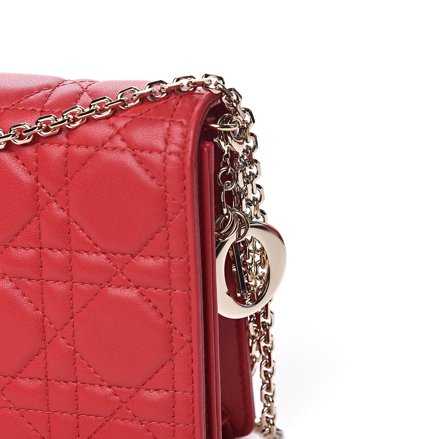 Lambskin Cannage Lady Dior Clutch Red