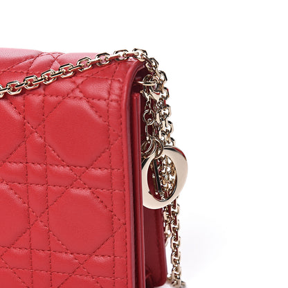 Christian Dior Lambskin Cannage Lady Dior Clutch Red 12 of 12