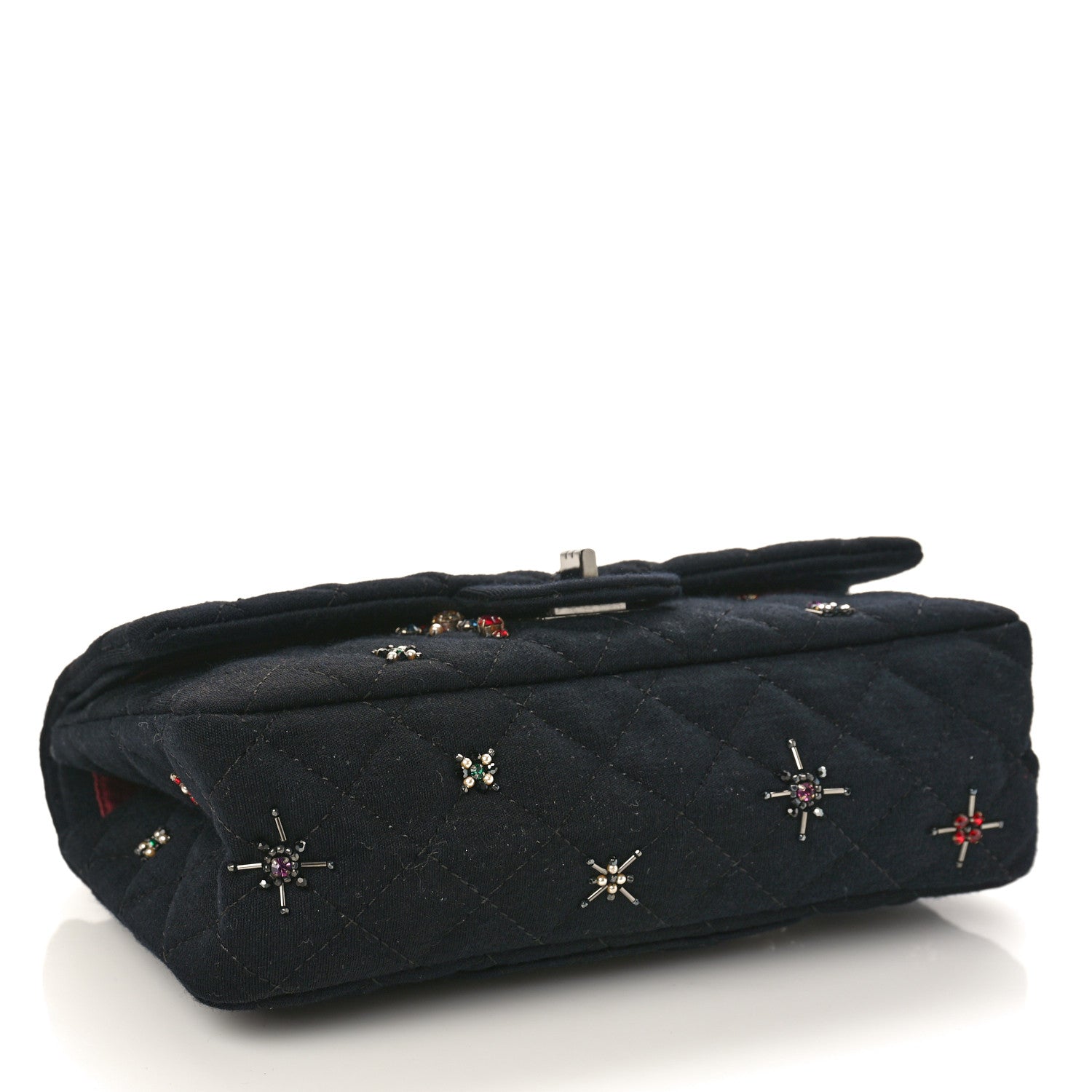 Chanel Jersey Quilted Embellished 2.55 Reissue 225 Flap Black 4 of 9