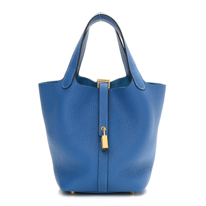 Hermes Taurillon Clemence Picotin Lock 18 PM Mykonos 1 of 10