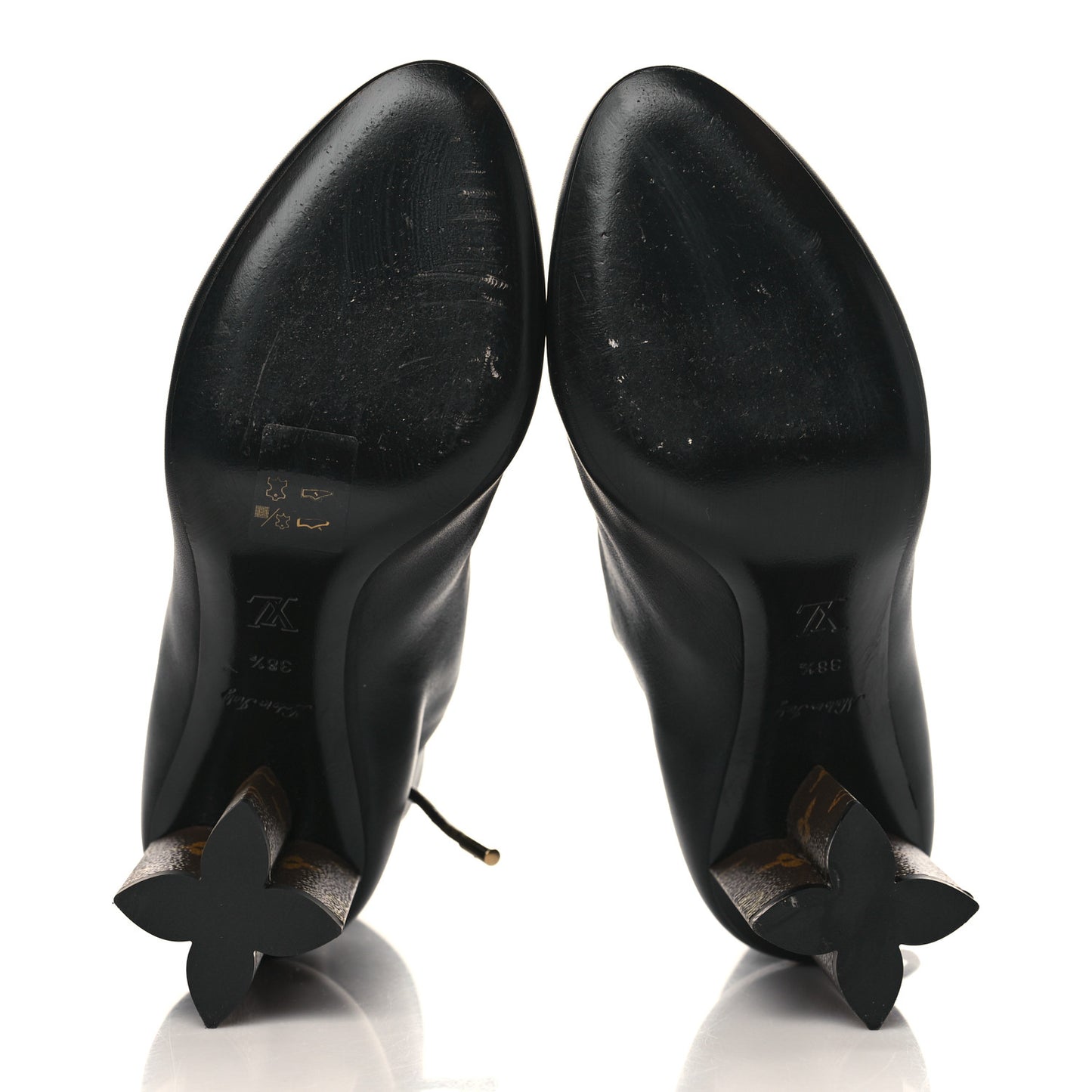 Calfskin Monogram Drawstring Ankle Boots 38.5 Black