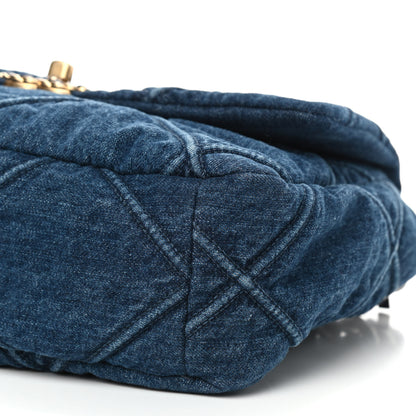 Chanel Denim Quilted Large Chanel 19 Flap Blue 7 of 9