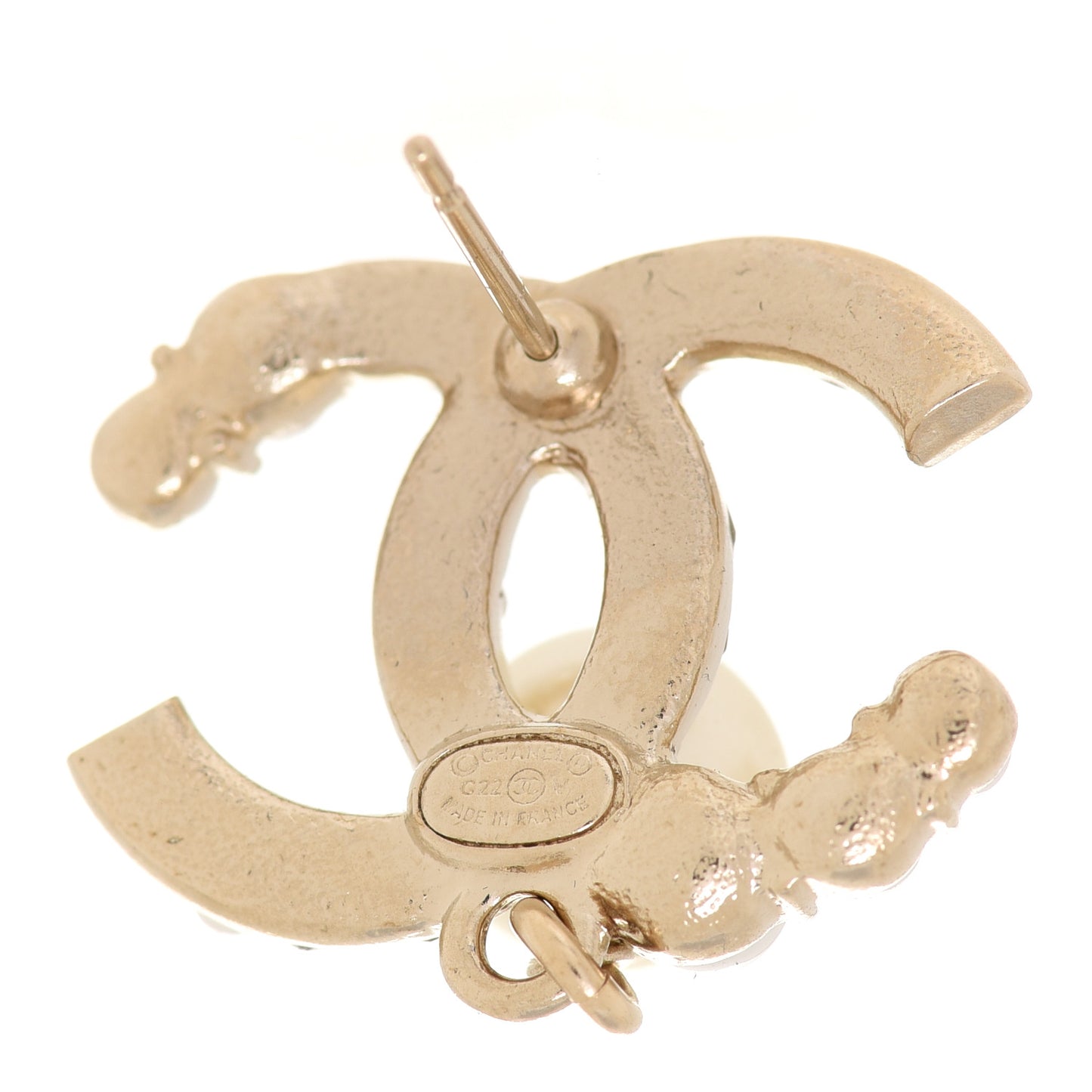 Crystal Pearl CC Drop Earrings Gold