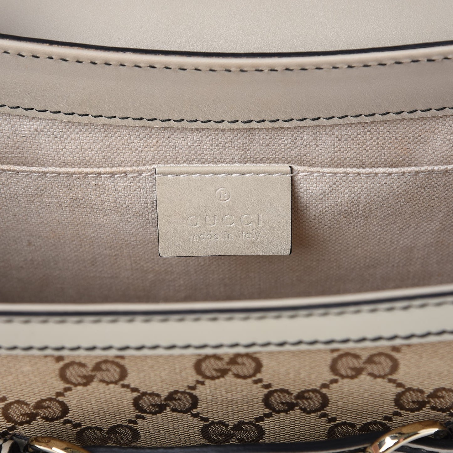 Monogram Margaux Calfskin Medium Emily Chain Shoulder Bag Beige Ebony Mystic White