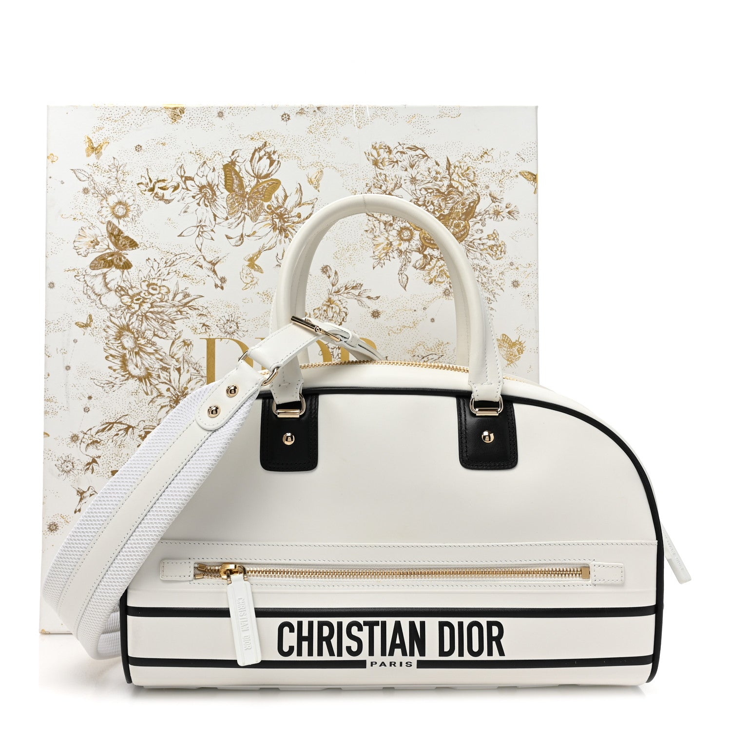 Christian Dior Calfskin Dior Vibe Zip Bowling Bag White 14 of 14