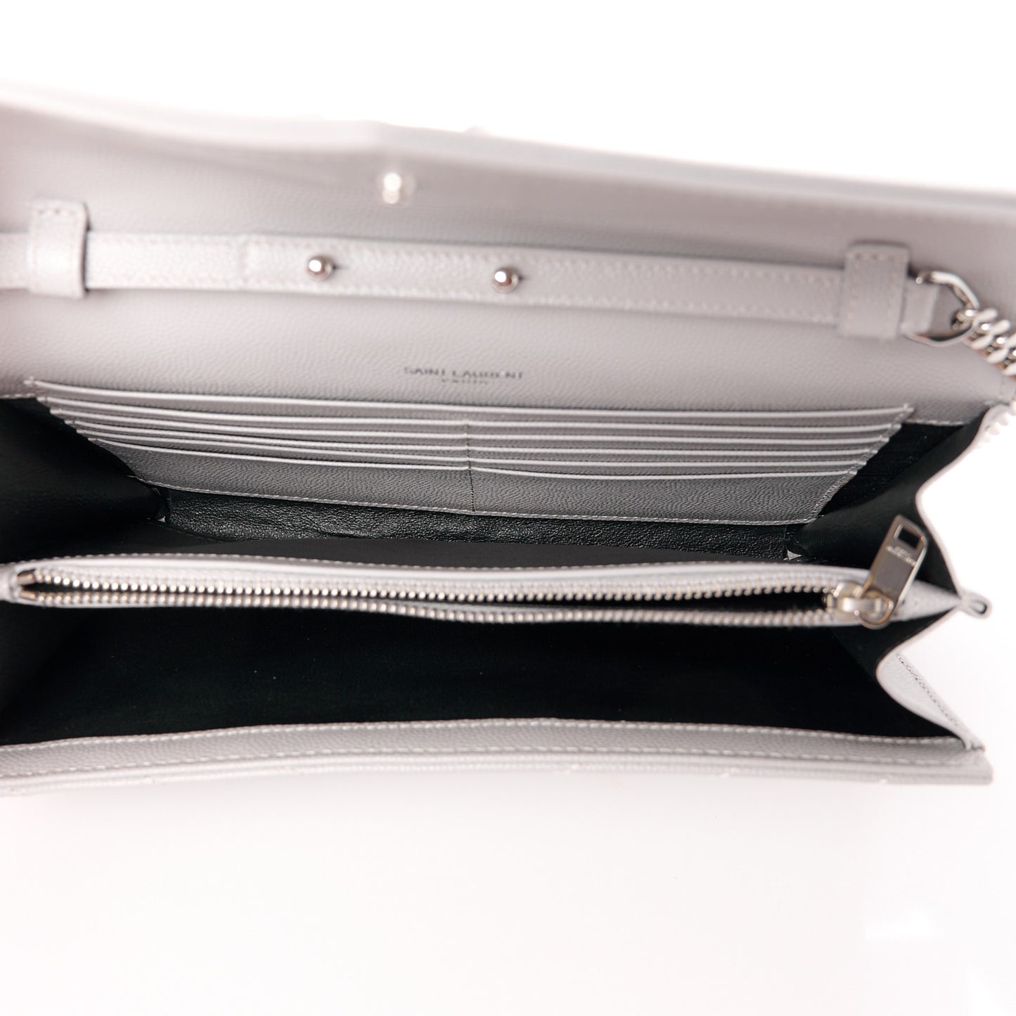 Grain De Poudre Matelasse Chevron Monogram Chain Wallet Granite