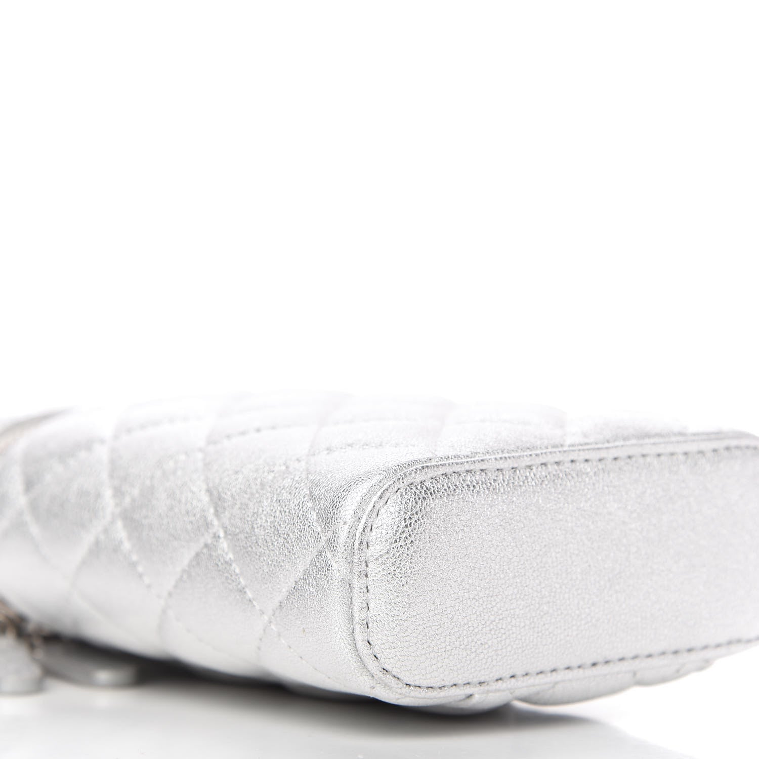 Chanel Metallic Lambskin Quilted Phone Holder With Chain Silver 6 of 10