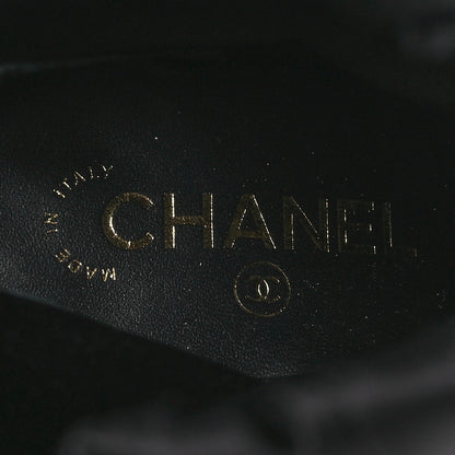 Chanel Satin Grosgrain Cap Toe Ruffle Boots Black 37.5 Black 9 of 10