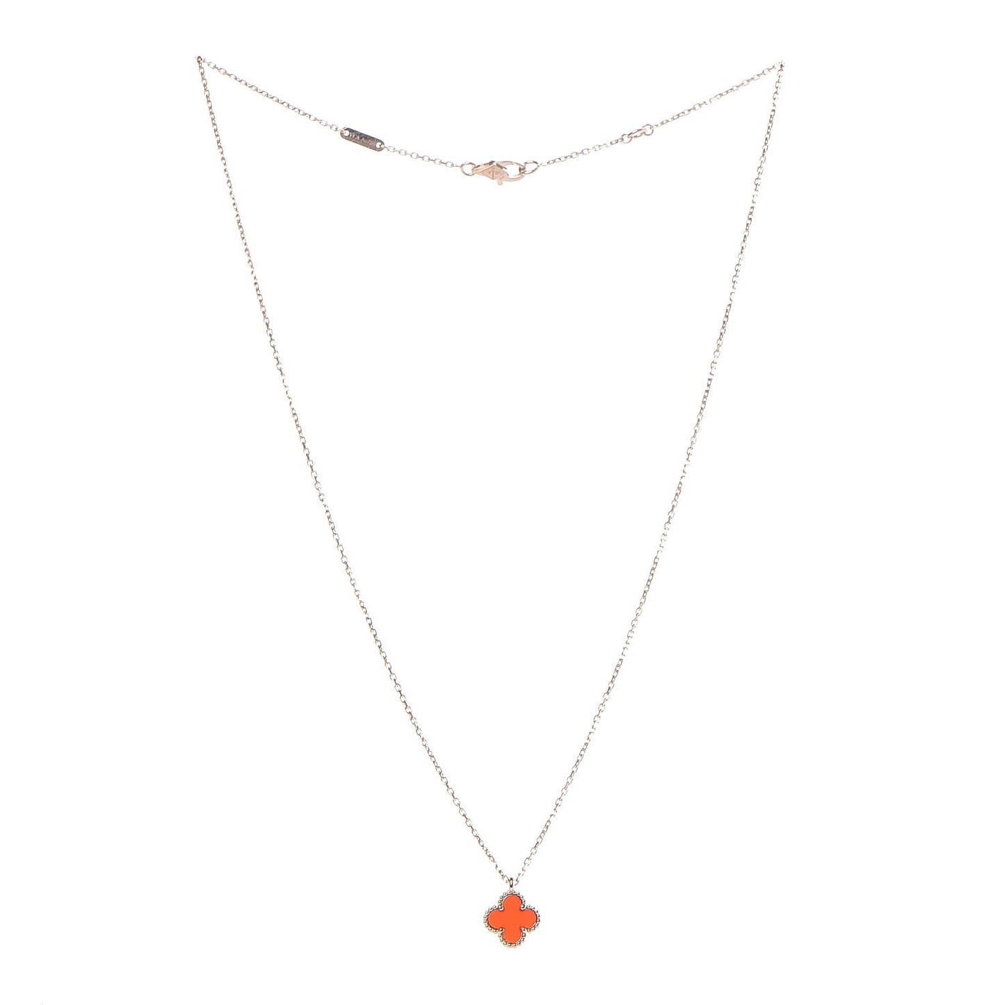 18K Rose Gold Carnelian Sweet Alhambra Pendant Necklace
