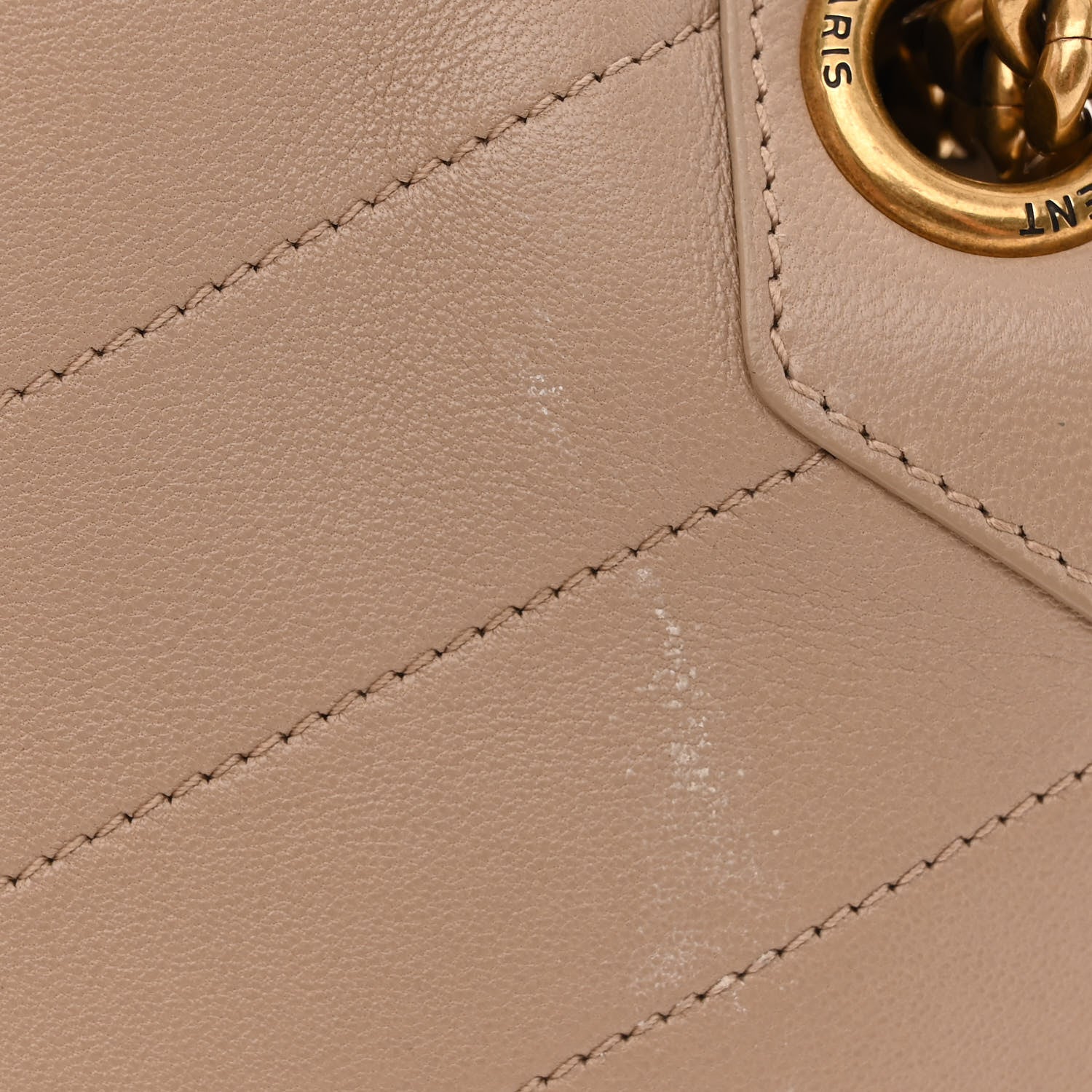 Saint Laurent Lambskin Matelasse Monogram Medium Niki Chain Satchel Dark Beige 12 of 14