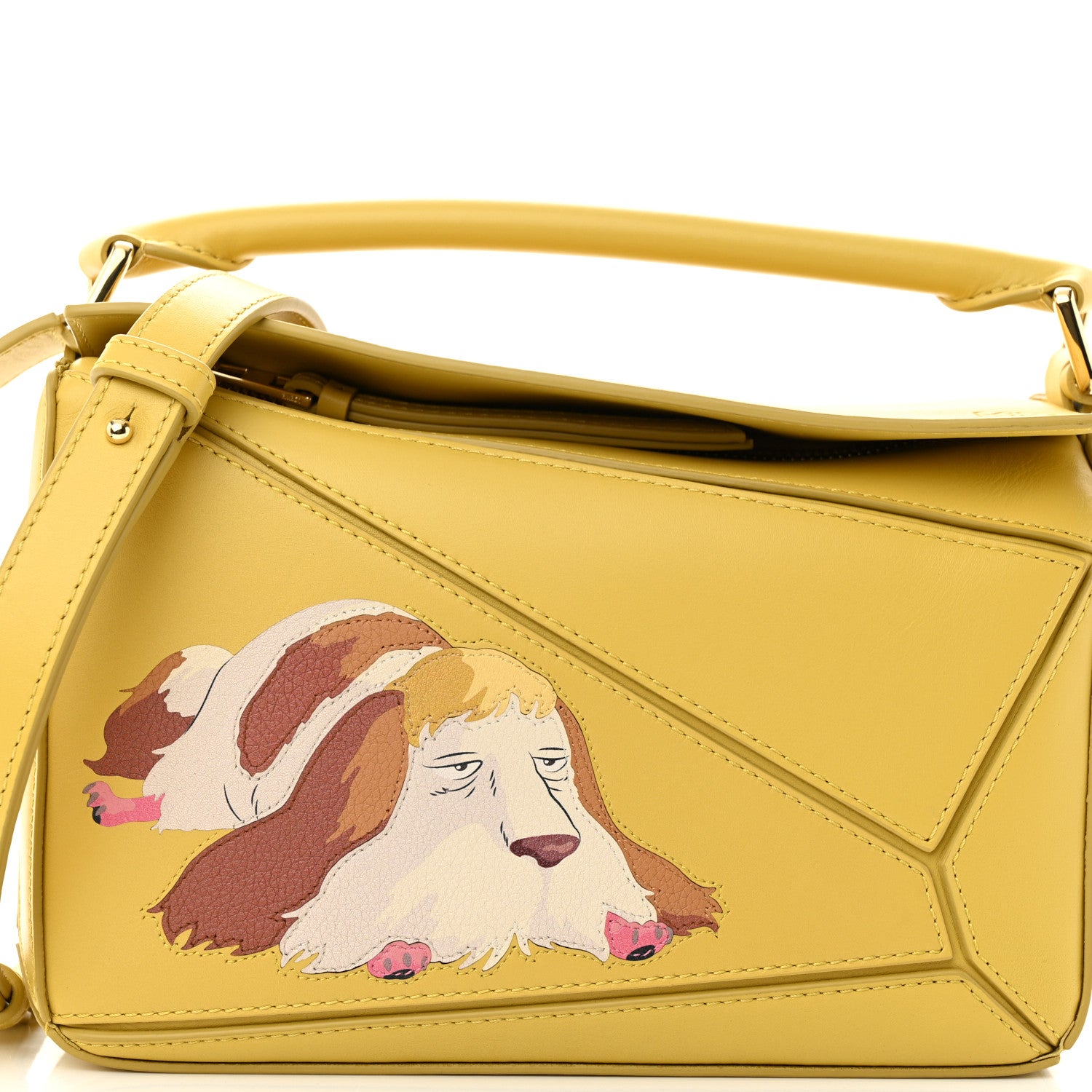 Loewe X HOWLS MOVING CASTLE Satin Calfskin Small Heen Puzzle Dark Yellow 7 of 9