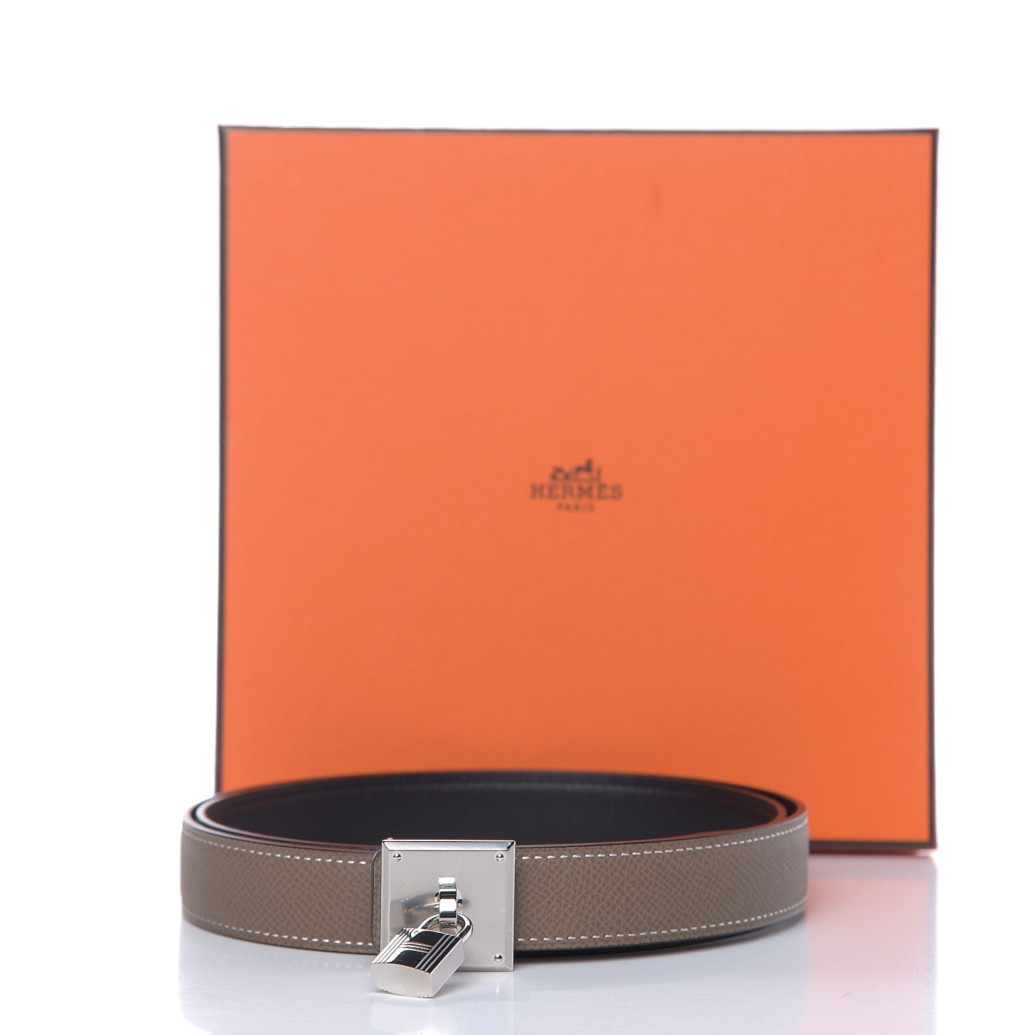 Hermes Epsom Swift 24mm Tresor Belt 90 Etoupe Black 7 of 7