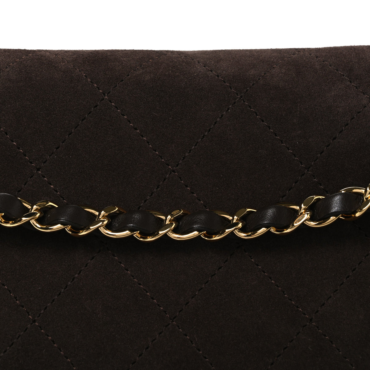 Suede Calfskin Small Souplissimo Maxi Flap Dark Brown