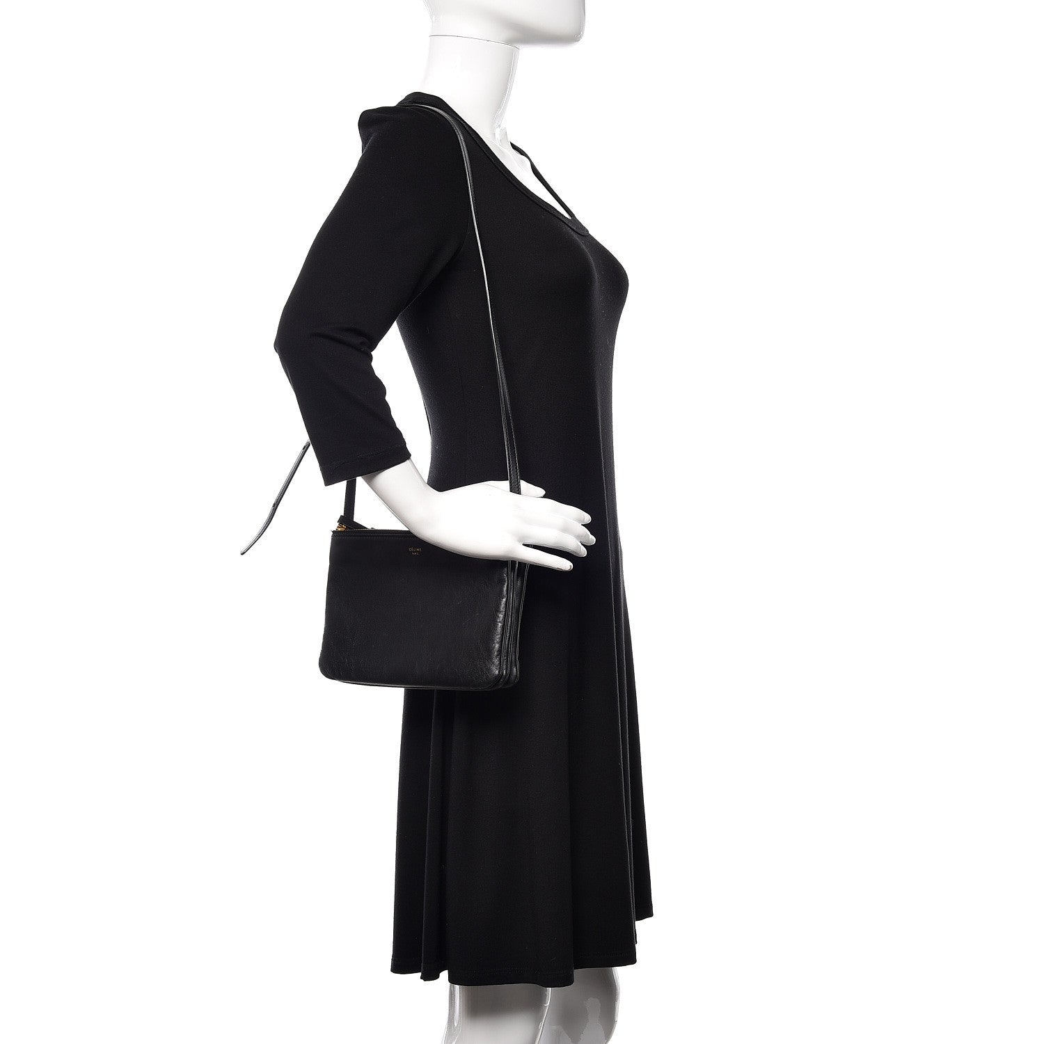 Celine Lambskin Small Trio Crossbody Bag Black 2 of 11