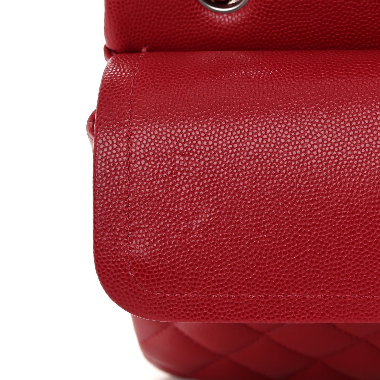 Caviar Quilted Medium Double Flap Dark Red