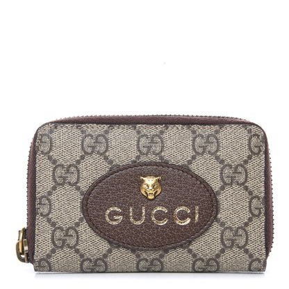 Gucci GG Supreme Monogram Neo Vintage Zip Around Card Case Beige Crop New Acero 1 of 8