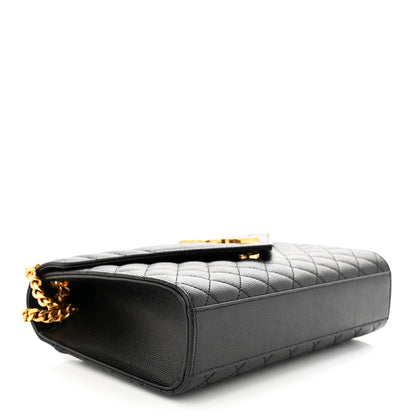 Saint Laurent Grain De Poudre Textured Mixed Matelasse Triquilt Medium Monogram Satchel Black 4 of 10