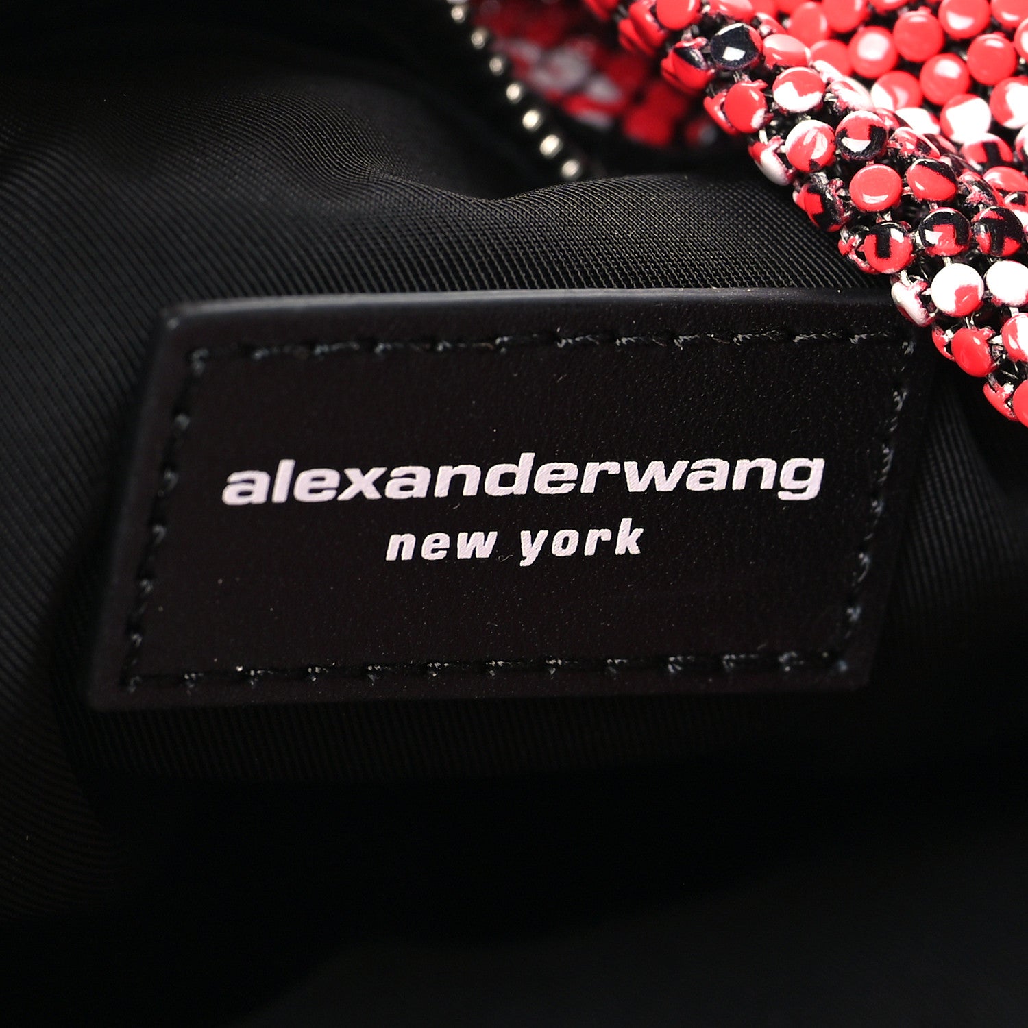 Alexander Wang Twill Chainmail Mesh Printed Bandana Scarf Bag Bright Red 6 of 10