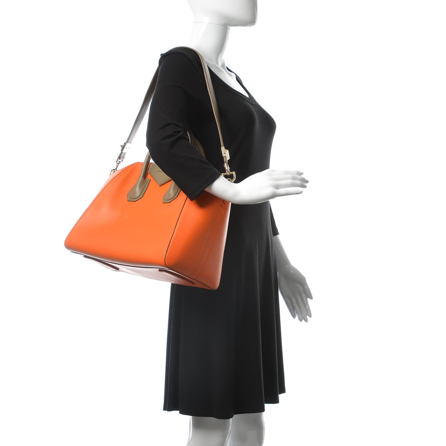 Givenchy Smooth Calfskin Medium Bi-Color Antigona Orange Beige 2 of 15