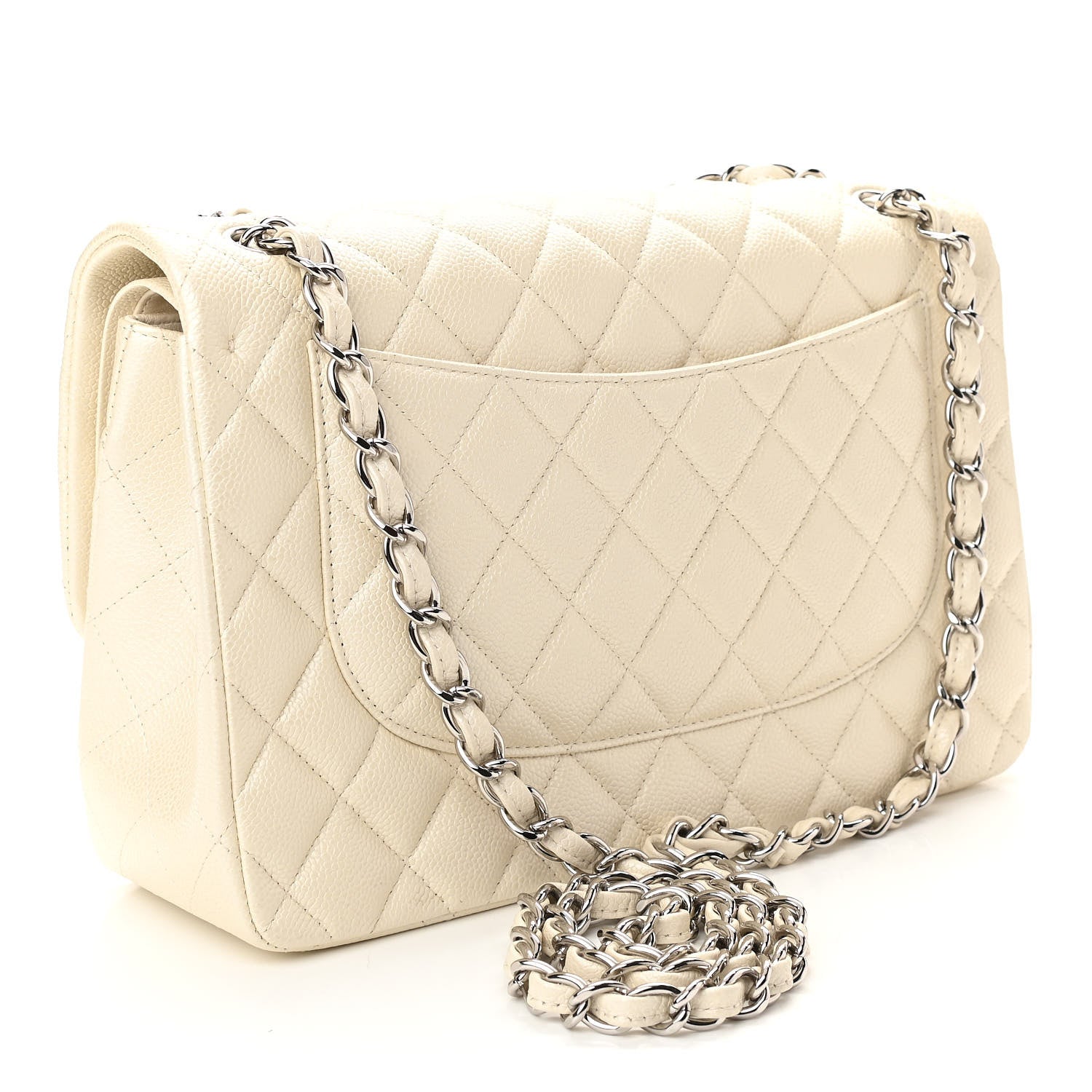 Chanel Pearly Caviar Quilted Jumbo Double Flap Dark White 3 of 10