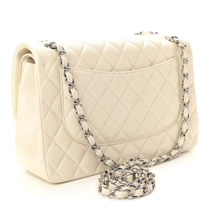 Chanel Pearly Caviar Quilted Jumbo Double Flap Dark White 3 of 10